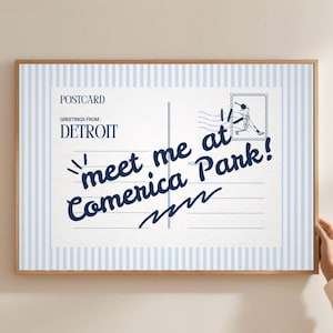 Comerica Park Poster | Detroit Poster Print | MLB Stadium Poster | Sports Poster | Vintage Postcard Poster | Baseball Fan Gift Print