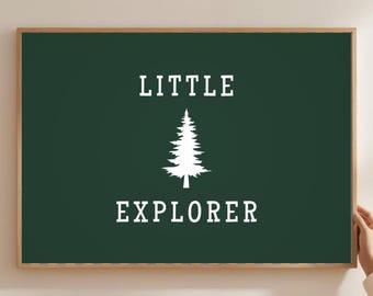 Outdoor Boy Nature Print | Little Explorer Camping Nursery Art | Camp Theme Wall Decor | Mountain Adventure Room National Park Poster Forest