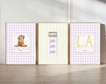 Anpassad väggkonst för destinationsrum | Trendig inredning i studentlägenhet/sovsal | Barvagnsdekor | Randig preppy poster | Personlig väggkonst