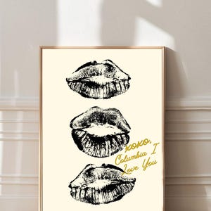 Columbia Kisses Wall Art | Trendy Aesthetic College Room Decor | Dorm Decor | Chic College Decor
