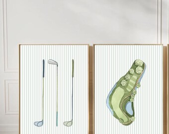 Golf Boys Duo Sports Wall Art Watercolor | Prints Golf | Art Golf Decor | Golf Boy Nursery