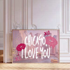 Pink Chicago Art Print | Vintage Chicago Wall Art | Chicago Print  | Trendy Aesthetic College Room Decor | Dorm Decor | Chic College Decor