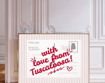 Tuscaloosa Postcard Wall Art | Trendy Aesthetic College Room Decor | Dorm Decor | Chic College Decor