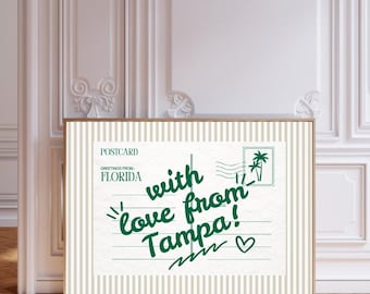 Tampa Postcard Wall Art | Trendy Aesthetic College Room Decor | Dorm Decor | Chic College Decor