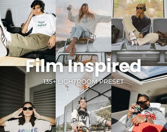 135+ Lightroom Presets Mobile Film Inspired | Fuji Film, Kodak Preset, Warm, Golden, Analog, Vintage, Retro Grain 90s, 35 mm preset