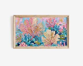 Cuadro de arrecife de coral para Samsung Frame TV / Arte costero (Descarga digital)