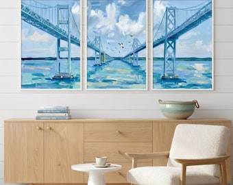 Chesapeake bay bridge Maryland wall art set of