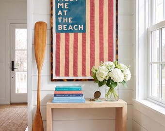 Coastal Wall Art : Meet Me At The Beach Nautical Home Decor, Memorial Day Decorations