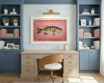 Estampado abstracto de peces rosas: Arte mural de la costa sur