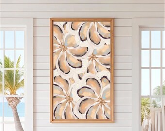 Blue Oyster Print: Coastal Wall Art, Beach House Decor, Nautical Painting