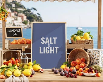 Sal y luz Impresión Mateo 15:13-16 Decoración de pared cristiana costera