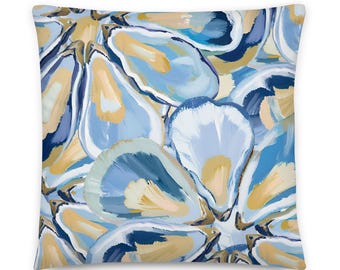 Cojín decorativo costero Blue Oyster: Decoración para casas de playa