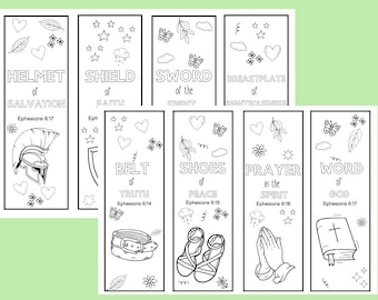 Full Armor of God Coloring Bookmarks, Galatians 5:22-23, Christian Kids Activity (Digital Download)