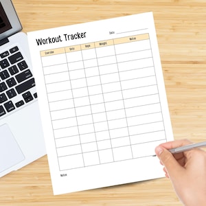 Printable workout tracker, exercise tracker sheet, workout planner, fitness tracker, fitness journal tracker, fitness planner, goal tracker
