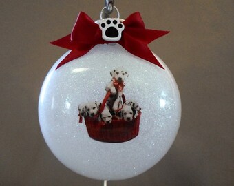 BALL HAND MADE DALMATIAN PUPPY 3/" GLASS CHRISTMAS ORNAMENT
