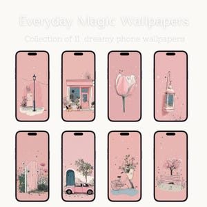Pink Aesthetic Phone Wallpaper Pack | 11 Digital Wallpapers | Soft Pastel illustration Floral iPhone & Android Backgrounds