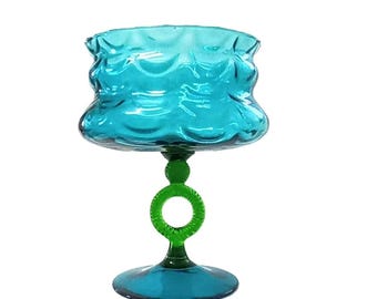 Seltene Mid-Century Modern Empoli Italienische Kunst Glas Schüssel / Schüssel - 1960er Jahre