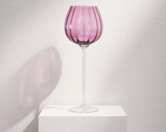 Vintage Empoli veenbessenroze glazen vaas met lange steel – 38 cm/15" Italian Art Glass