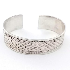 Brazalete tejido de plata esterlina 925, muy buen estado, ajustable (para adaptarse a cualquier tamaño de muñeca)