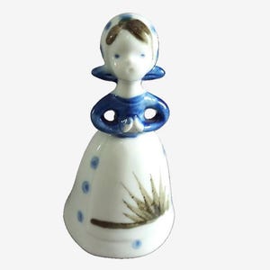 Vintage Dutch Girl Ceramic Bell: Hand-Painted Porcelain Figurine