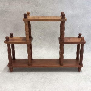 Vintage Handmade Wooden Curio Display Shelf Stand - 26cm (10") High x 43cm (14.5" )Wide