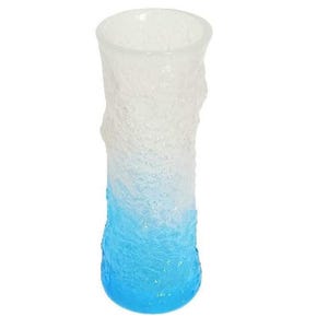 Vintage Bark Glass Vase – 22cm Japanese Mid-Century Blue & Clear Art Glass
