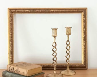 Vintage massief messing barley twist kandelaarspaar – spiraalvormige kandelaars 26 cm