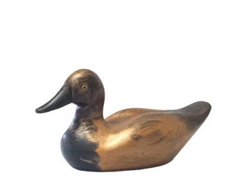 Vintage handgesneden beschilderde houten eend -