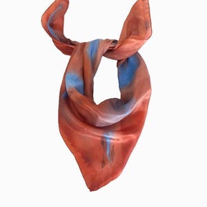 Scarf Pure Silk Hand Dyed Hand Painted Handkerchief Square Scarf Hand Rolled - 70cm Square