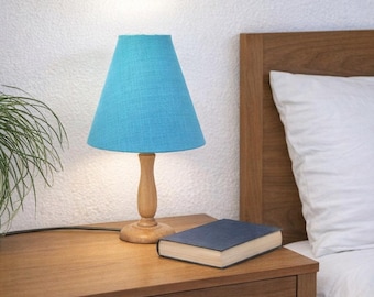 Vintage Table Lamp with Peacock Blue Designer Empire Shade  - 42cm