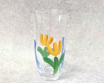 Vintage Boheemse kristallen vaas – handgeschilderd bloemdessin