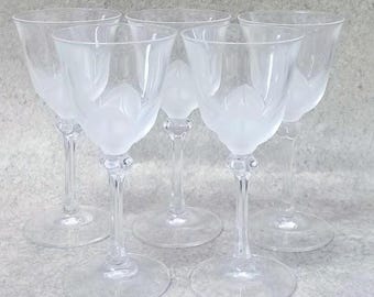 Vintage J.G. Durand-tulp sherry-, port- of likeurglazen set van 5"