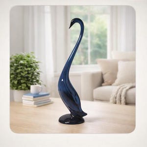 Cisne de cerámica Blue Mountain Pottery de mediados de siglo / Figura de grulla garza de 45 cm