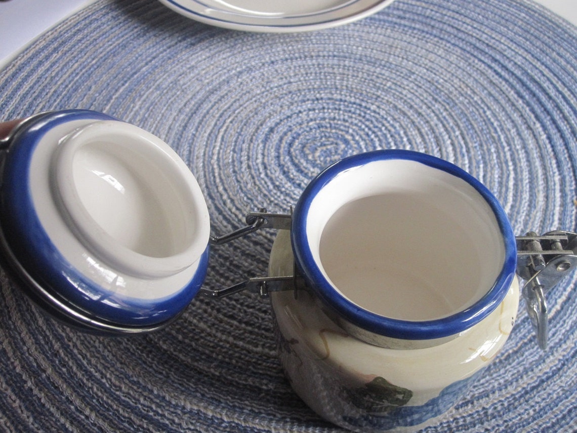 Vintage Ceramic Jam or Marmalade Pot Preserve Pot Blue White Etsy