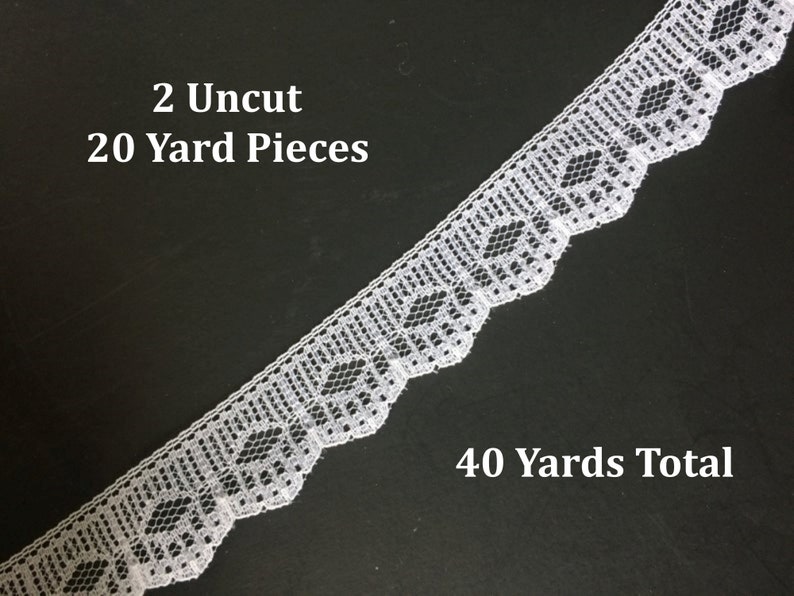 78 inch wide Vintage White Nylon Lace Trim 40 Plus Yards Generous Lot Lace Edging