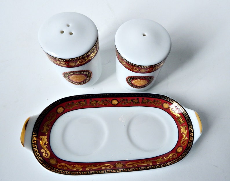 Salt & Pepper Tray/ Vintage Juno Porcelain/ Bacchus Motif/ Etsy