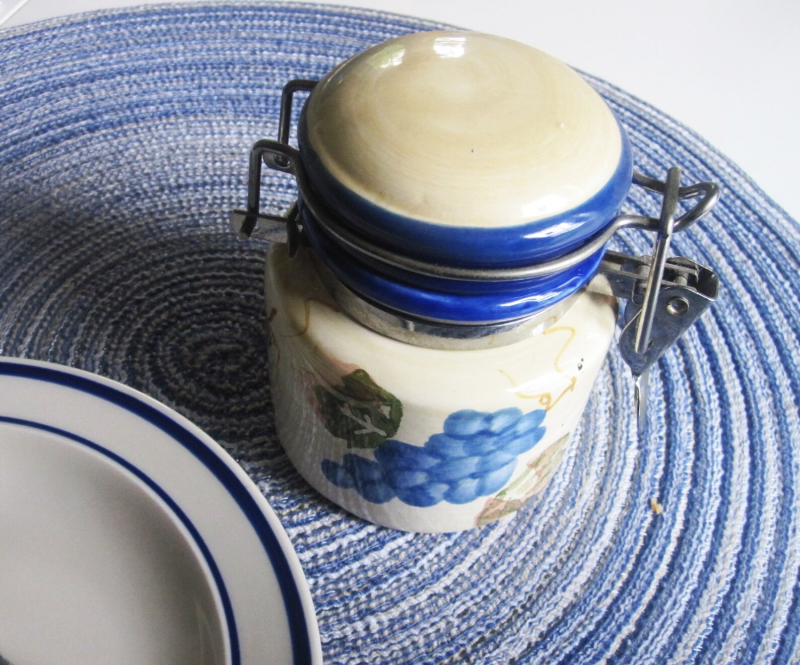 Vintage Ceramic Jam or Marmalade Pot Preserve Pot Blue White Etsy