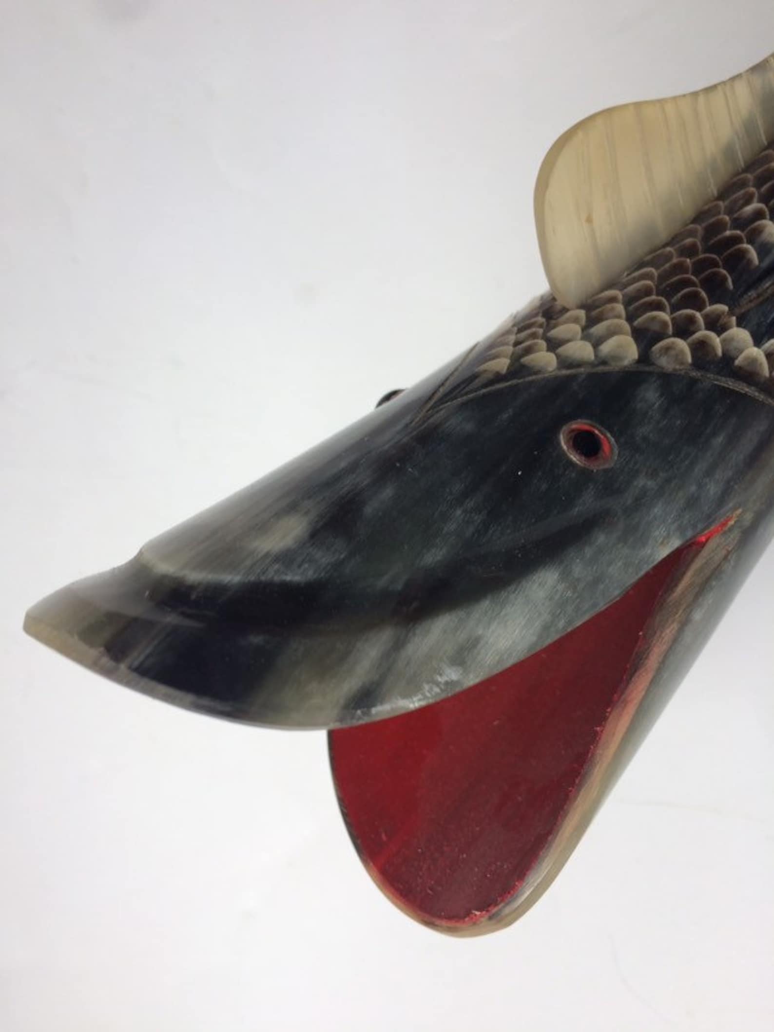 Carved Horn Fish Figurine/ Genuine Large Horn Fish Carving/ Etsy