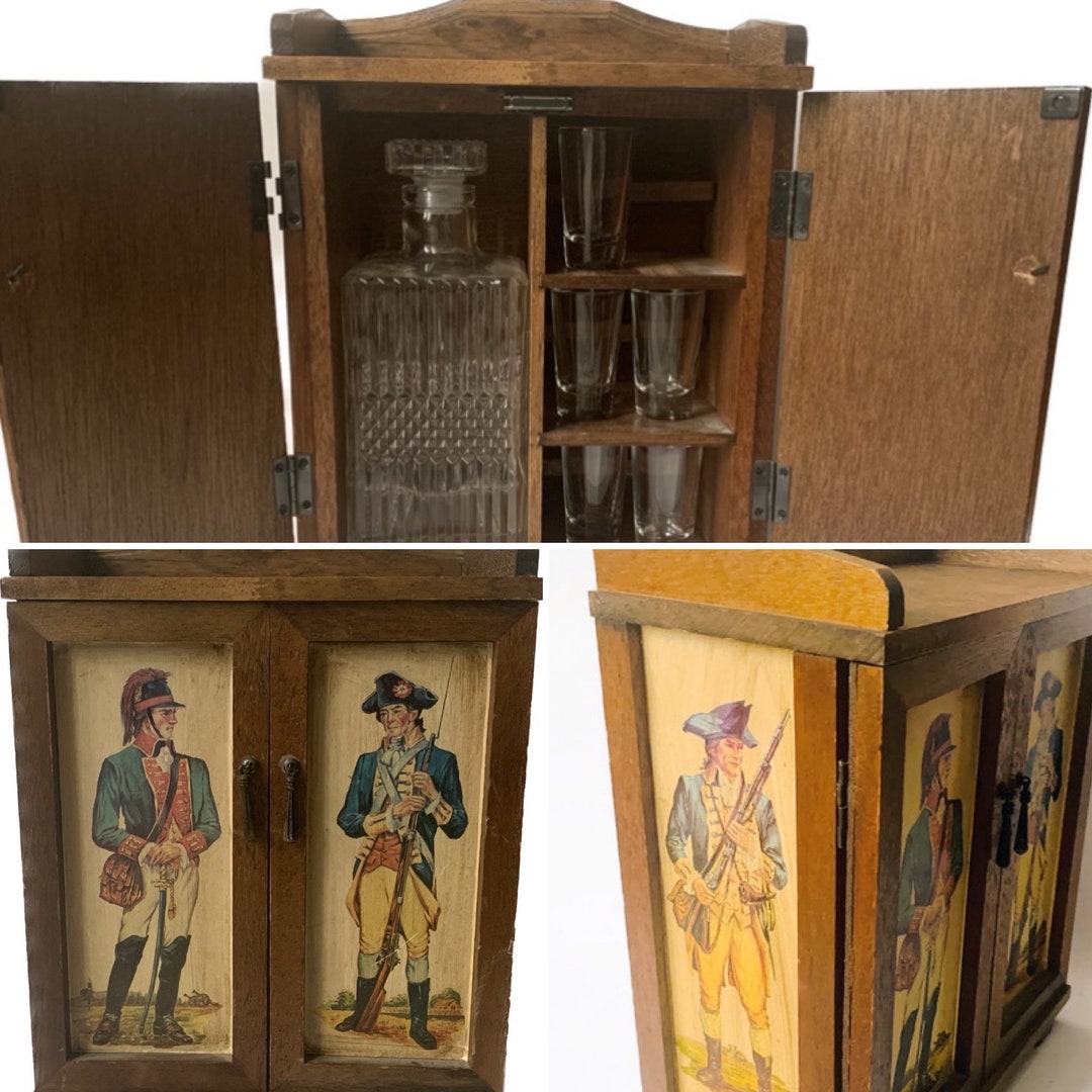 Handmade Decoupage Wooden Decanter Military Liquor Etsy