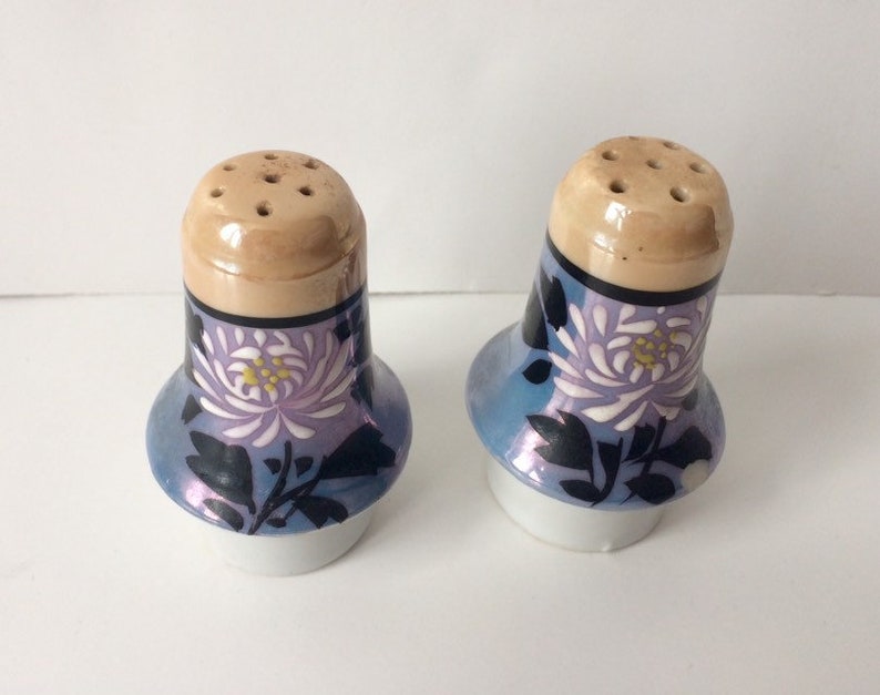 Two Sets Japanese Mid Century Lusterware Salt and Pepper Shakers Collectible Post War Salt and Pepper Japanese Lusterware