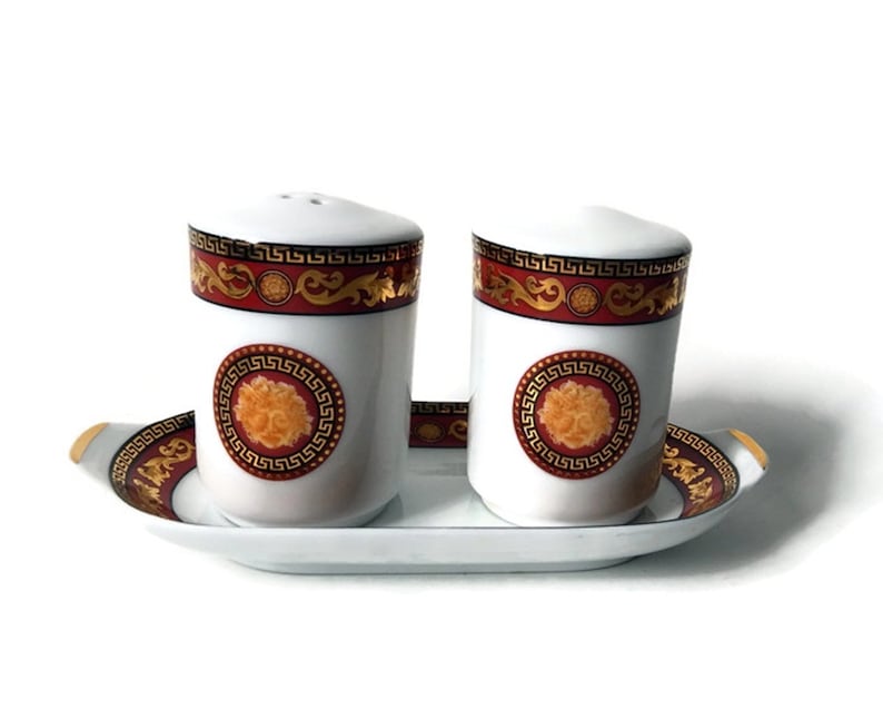 Salt /& Pepper Tray Vintage Juno Porcelain Bacchus Motif Elegant Salt and Pepper