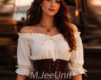 Pirate Ladies Captain Blouse, Women, Renaissance Blouse, Off Shoulder Shirt,