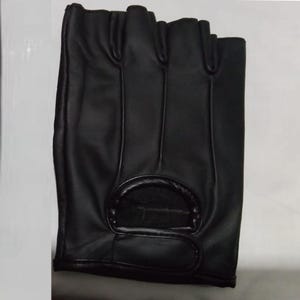 Guantes de moto negros sin dedos / Guantes de cuero para conducir para hombre y mujer