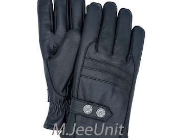 Riding Motorbike Hand Gear : Warm Winter Brown Leather Gloves