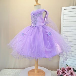 Flower Girl Lilac Tulle Elegant Summer Easter Spring Vintage Chic Knee Length Infant Toddler Junior Princess Pageant Birthday Trendy Dress