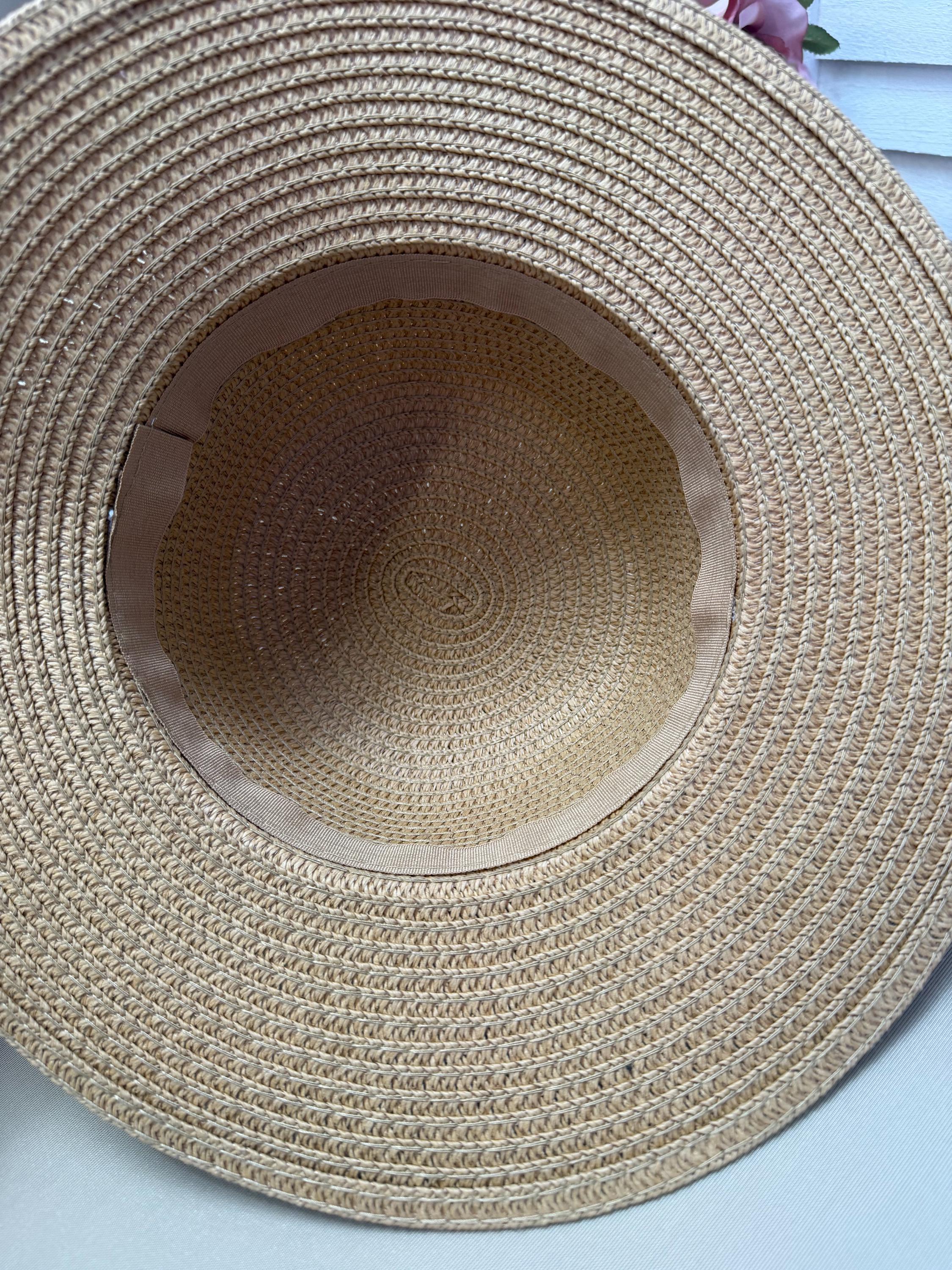 Ivory Minimalist Satin Ribbon Floral Pearl Straw Hat Baby's