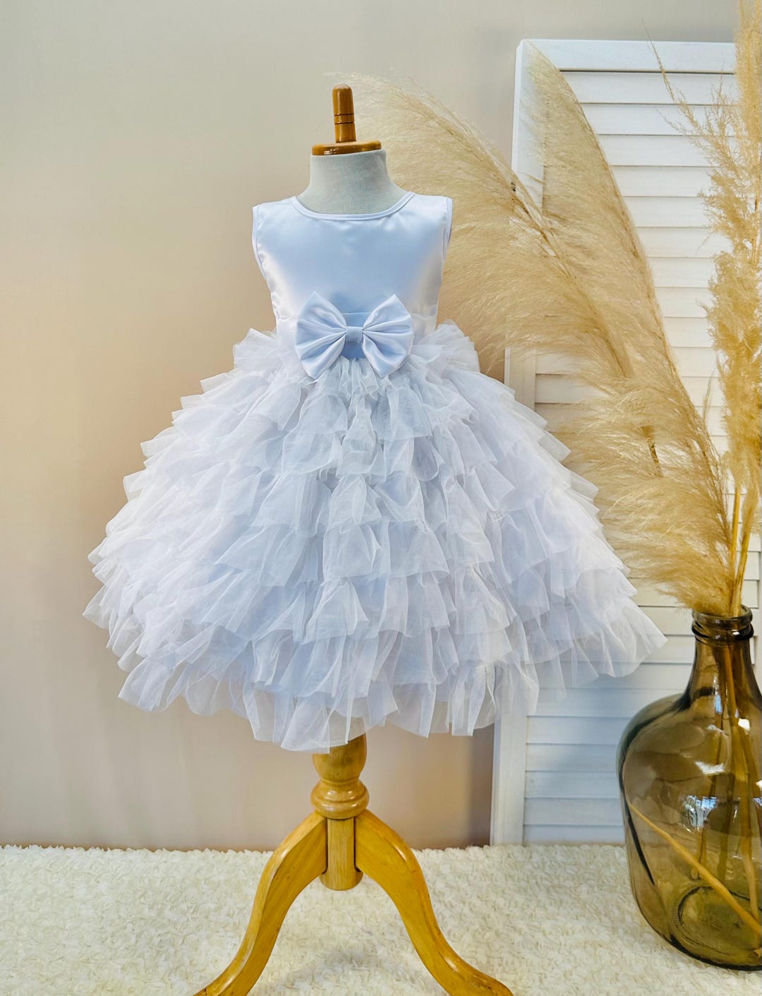 White Ruffled Tulle Dress: Birthday Pageant Party Girl Dress - Etsy