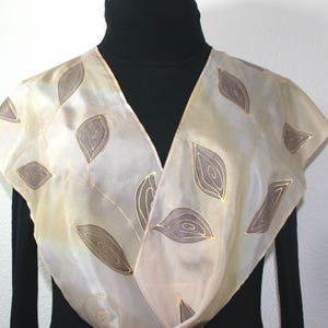 Silk Scarf, Beige, Ivory, Hand Painted Shawl ALASKA MORNING, by Silk Scarves Colorado. Select Your SIZE Birthday Gift, Christmas Gift image 1