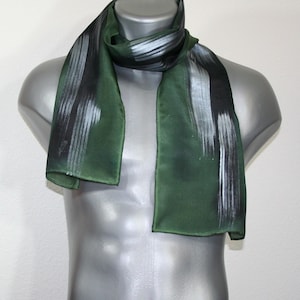 Hand Painted Silk Scarf: Green Passion Unisex Scarf, Made in Colorado