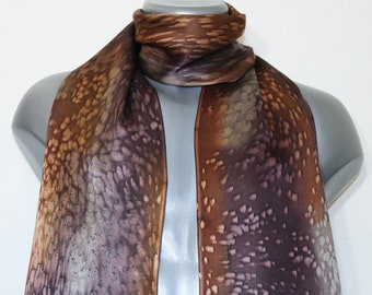 Unisex Silk Scarf Brown Taupe for Men Women Hand Painted Shawl FOREST BROWNS, by Silk Scarves Colorado. Select Your SIZE! Christmas Gift